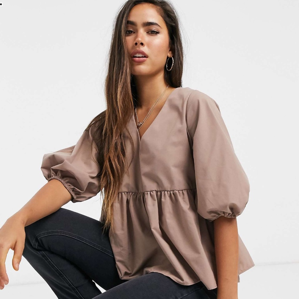 ASOS DESIGN Cotton Smock Top w/ Bow